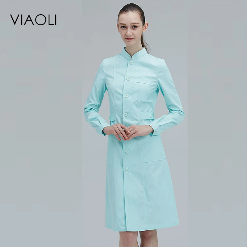Женское пальто с длинным рукавом Viaoli белое воротником стойкой Офисная форма