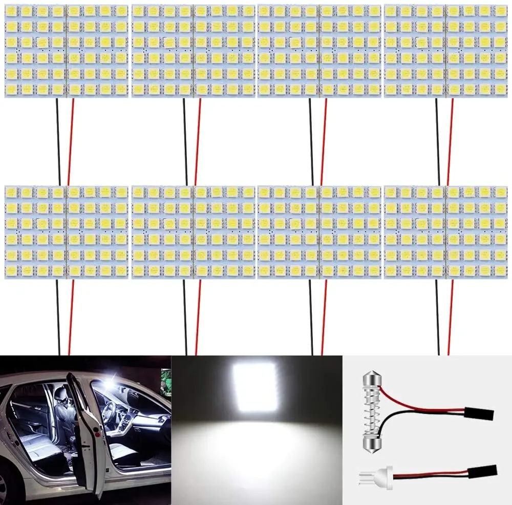 8 шт. в комплекте 48 SMD белый светодиодный светильник с X T10 автомобильный адаптер
