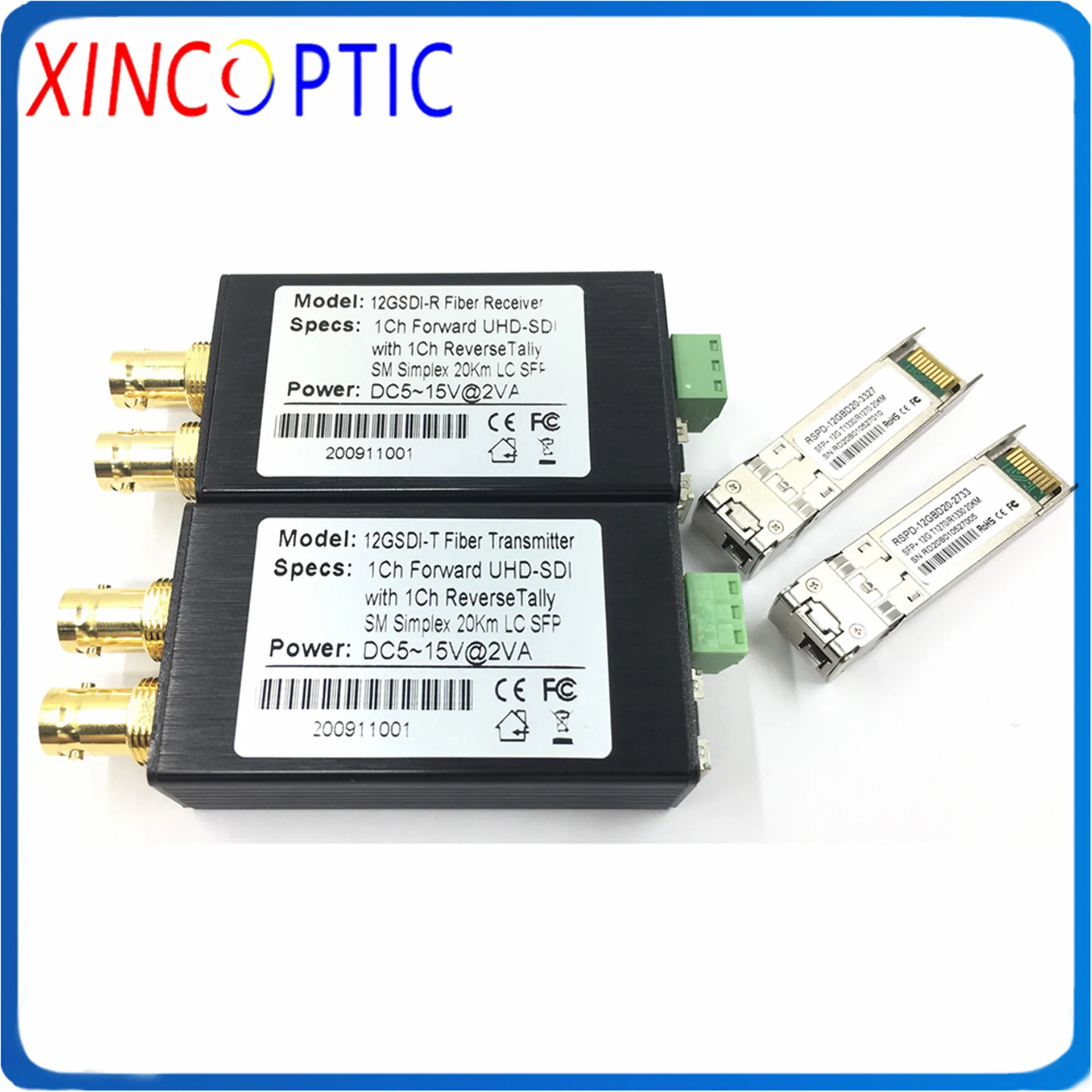 Мини-волоконно-оптический преобразователь 12G-SDI поддержка 4K * 2K @ 60hz Simplex LC 20KM |