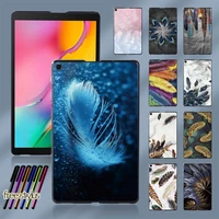 feather pattern new hard shell for samsung galaxy tab a 8 0 2019 t290 t295 durable plastic tablet cover case free stylus