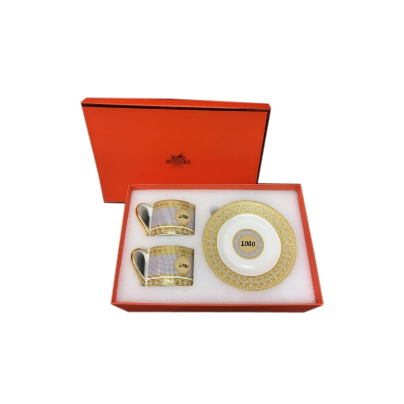 

Elegant style Mug catering Dinner plate bone china cup multi-style ceramic coffee cup and saucer dish with pattern1set with box