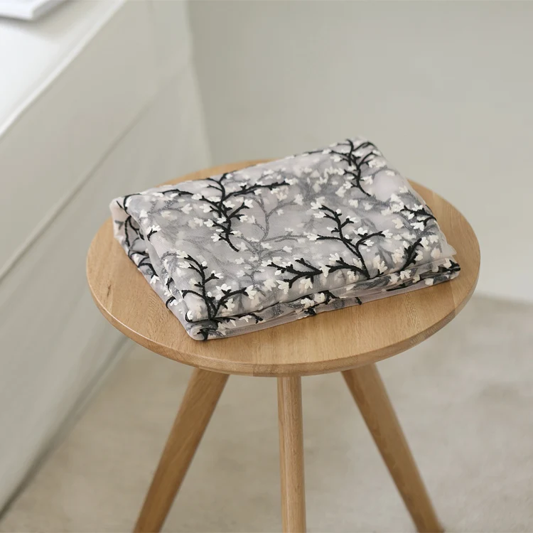 Трехмерная вышитая веточка кружевная ткань сетчатый тюль французская сделай сам