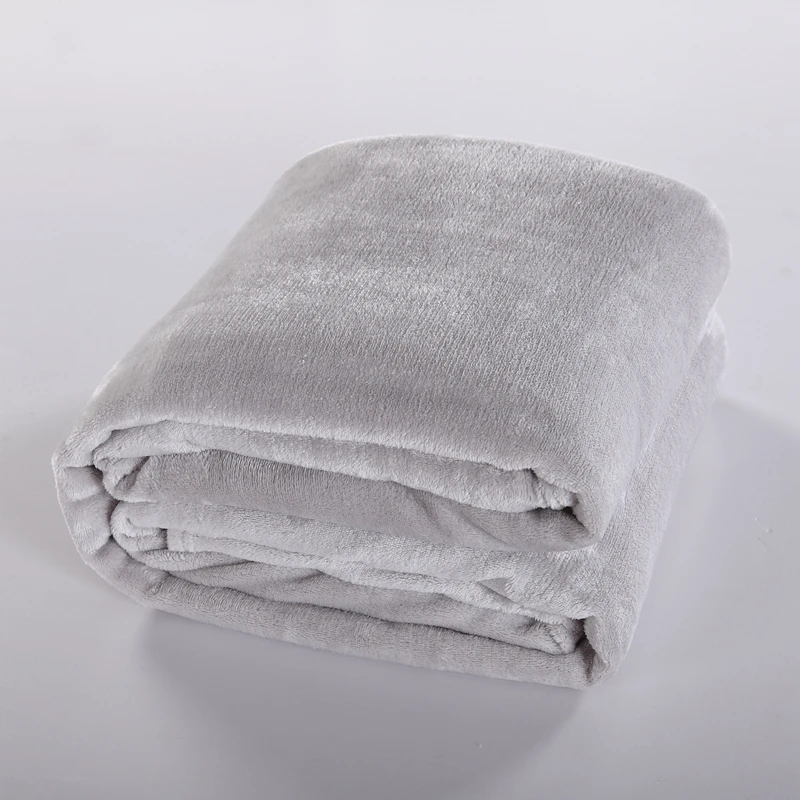 Manta de lana de microfibra Lisa para cama, sofá, Sábana de viaje, color gris plateado, talla King, 200x230c