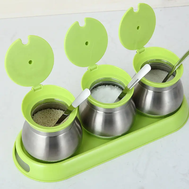 Стеклянная стеклянная бутылка для приправ 3 в 1 банка кухонных принадлежностей