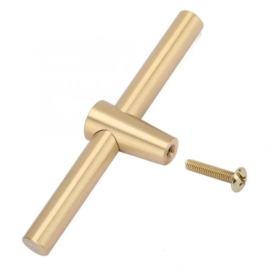 Т-образная ручка для кухонного шкафа латунная матовая дверная мебельная