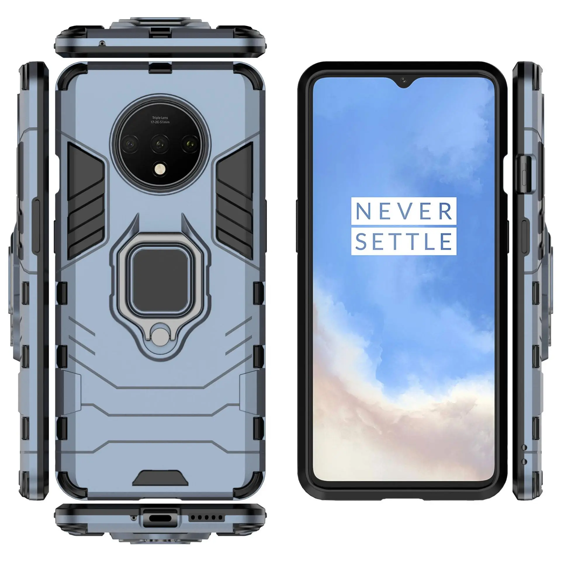 Гибридный чехол с кольцом-подставкой для oneplus 7 T, Жесткий Чехол из поликарбоната, противоударный защитный чехол на заднюю панель для one plus 7t pro, чехол для oneplus 7t