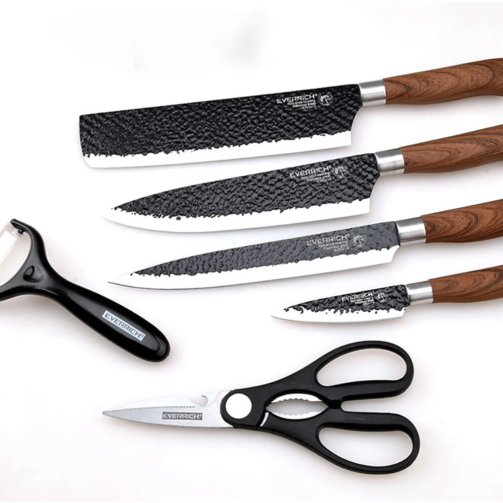 

6pcs Non Stick Kitchen Knife Set with Wooden Holder Stainless Steel Cooking Knife