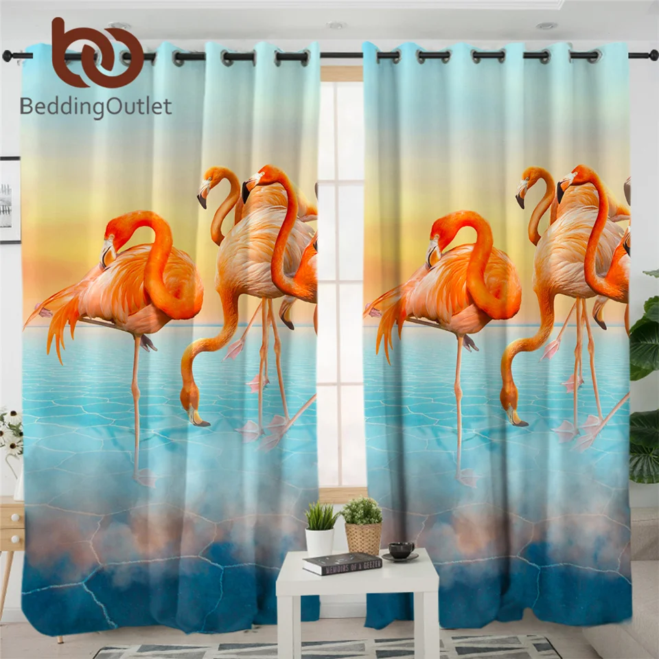Затемняющие шторы BeddingOutlet с фламинго 3D закат неба занавески для гостиной