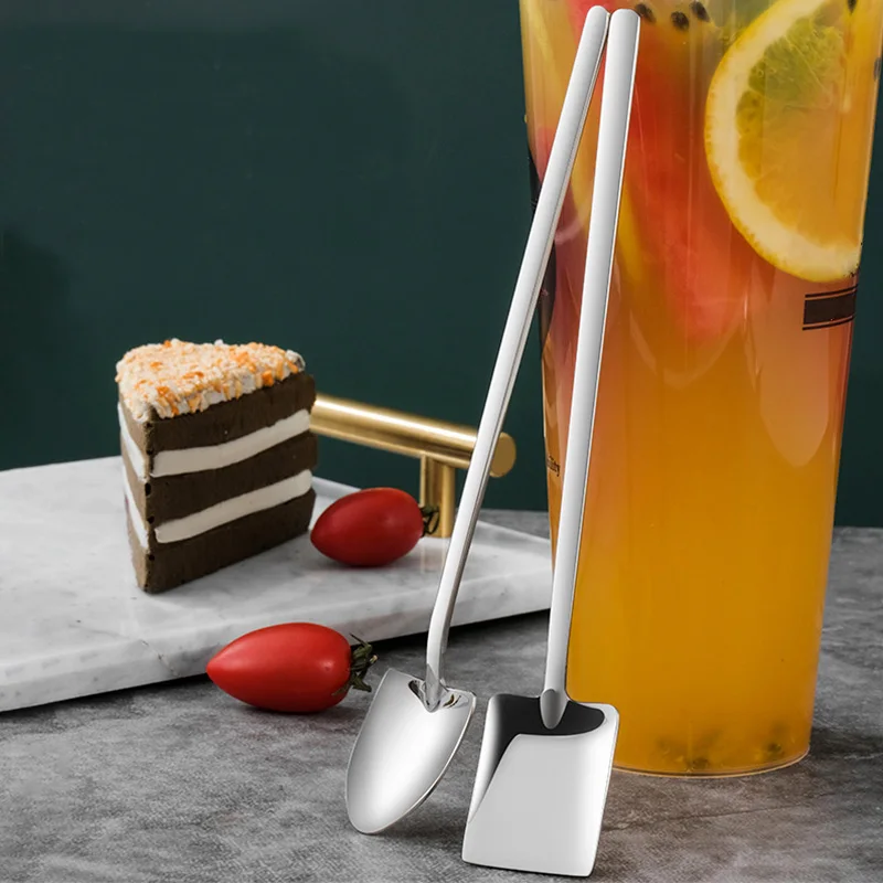 

1PC Coffee scoop Long Handle Spoon Teaspoons Stainless Steel Coffee Stirring Spoon Ice Cream Dessert Spoon Tableware