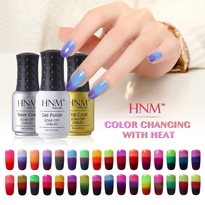 Термостойкий УФ гель для ногтей HNM 8 мл 3 цвета лак Lucky Полуперманентная краска
