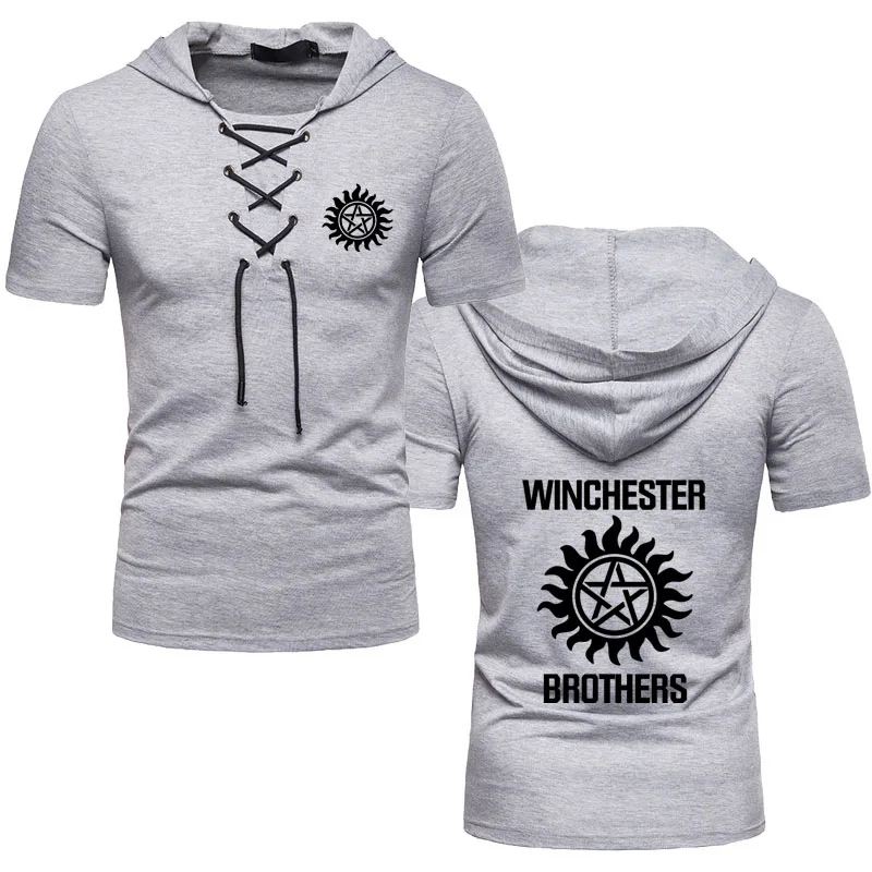 

Высококачественная хлопковая братья Винчестеры с принтом дышащая уличная одежда футболка Повседневная мужская футболка с капюшоном хип-х...