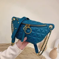 womens shoulder messenger bag rhombic chain crossbody bags pu leather female chest bag designer luxury handbag banana hip purse