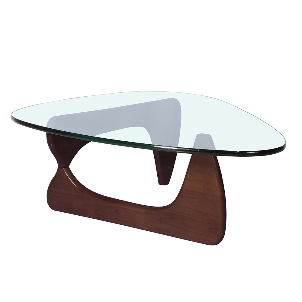

Convenient 19mm Glass Triangle Coffee Table Small Dark Walnut Wood Table Leisure Wooden Bedroom Coffee Shop/Living Room Table