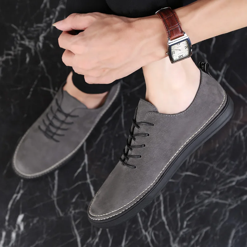 Men's Loafers Comfortable Flat Casual Shoes Men handmade sewing Breathable lace up Soft genuine Leather oxfords men | Обувь