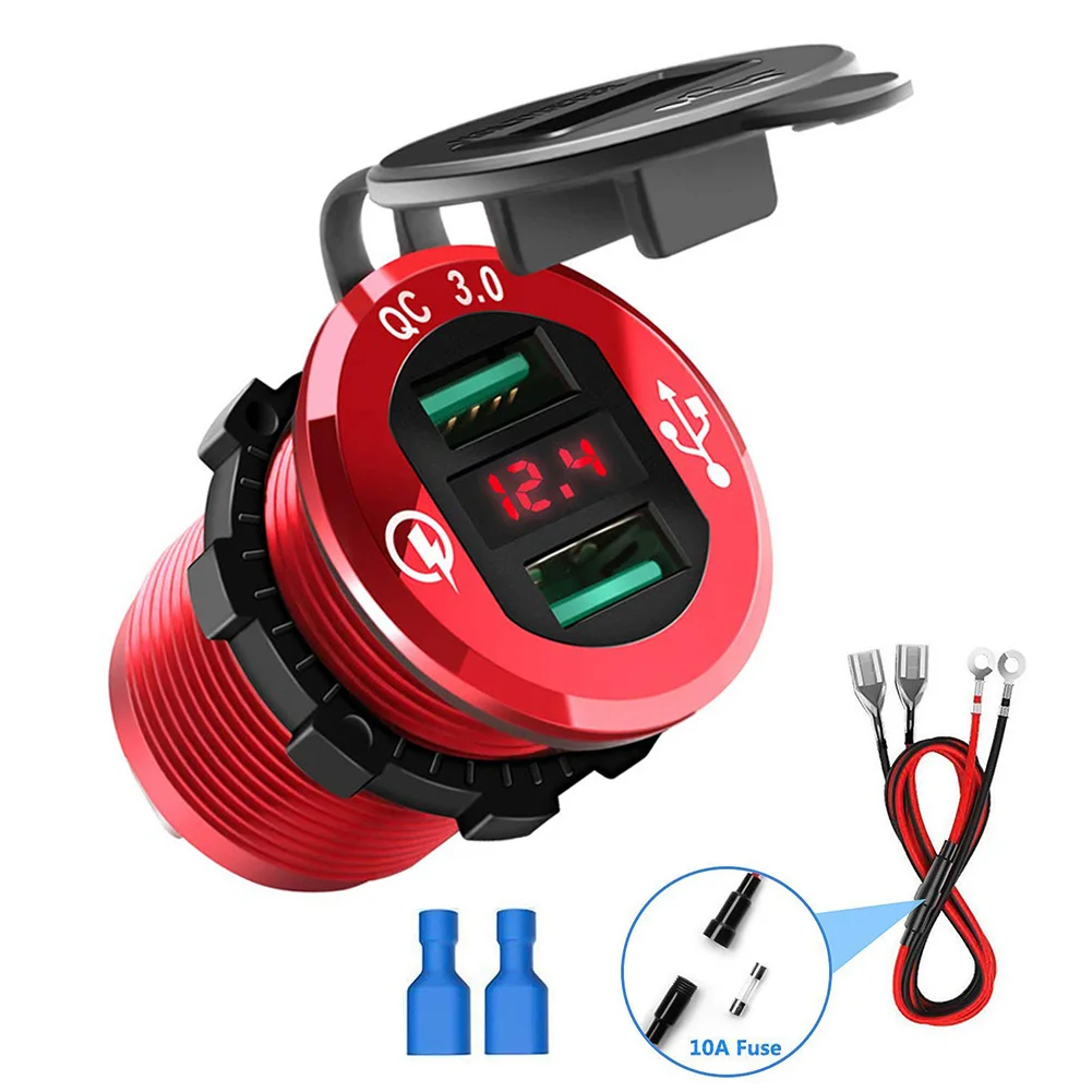 12В/24В Быстрая зарядка 3 0 Универсальный двойной USB быстрая QC для iPhone Samsung мобильный