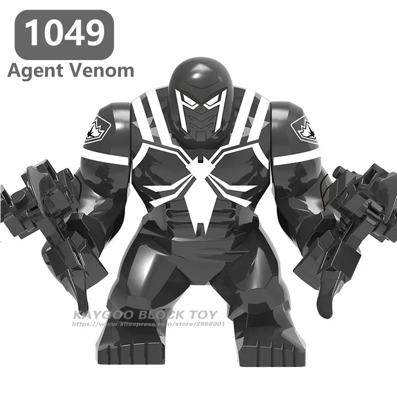 1049-AGENT VENOM Большой Марвел Халк Мстители эндгейм герой Большой Анти яд Карнаж Железный человек модель человека-паука строительные блоки кирпичи игрушка для детей l - Цвет: 1049-AGENT VENOM
