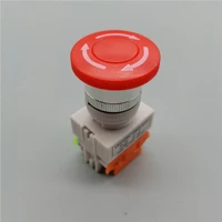 1pcs 22mm mechanical red sign button switch dpst mushroom shaped emergency stop button ac 660v 10a no nc lay37 11zs