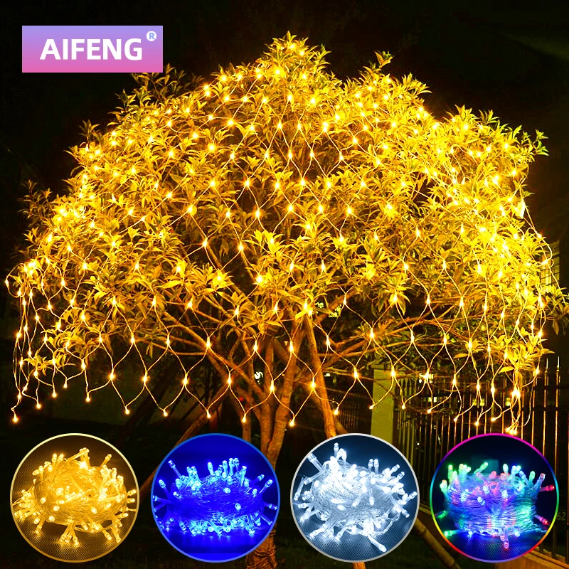 

220V LED Decorative Lights Mesh Waterproof Home Christmas Decorations With Tail Plug LED Lights For Christmas Tree Park Lawn