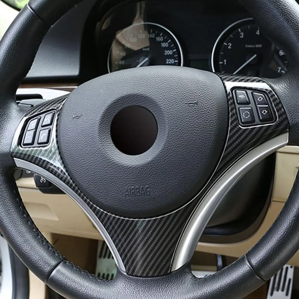 

Car Styling Interior Steering Wheel Cover Trim Mouldings Carbon Fiber Sticker For 3 Series E90 E92 E93 Auto Decoration Accessory