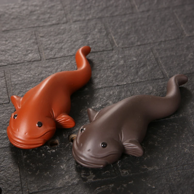 Фиолетовая глина Чай Pet Исин статуя статуэтки в виде рыб китайские чайный набор