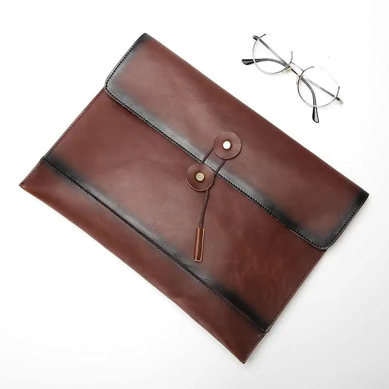 

Brand Business Envelope Clutch bag Men Crazy horse PU Leather Handbag women Evening Bag Large Vintage Day clutches File package