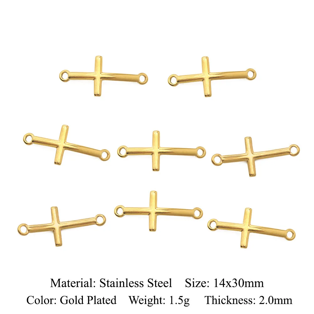 3pcs/lot Stainless Steel 14x30mm Cross Charms Jewelry Findings Pendant Wholesale Connector For Bracelet Making Factory Price | Украшения и