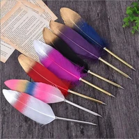 20 pcs 0 7mm feather pen wholesale metal writing pen ballpoint pen multicolor student stationery gift