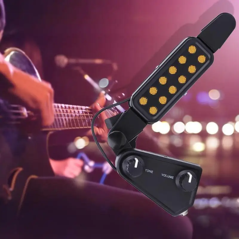 12 loch clip auf sound pickup mikrofon draht akustische elektrische gitarre pick up wandler verstärker zubehör free global shipping