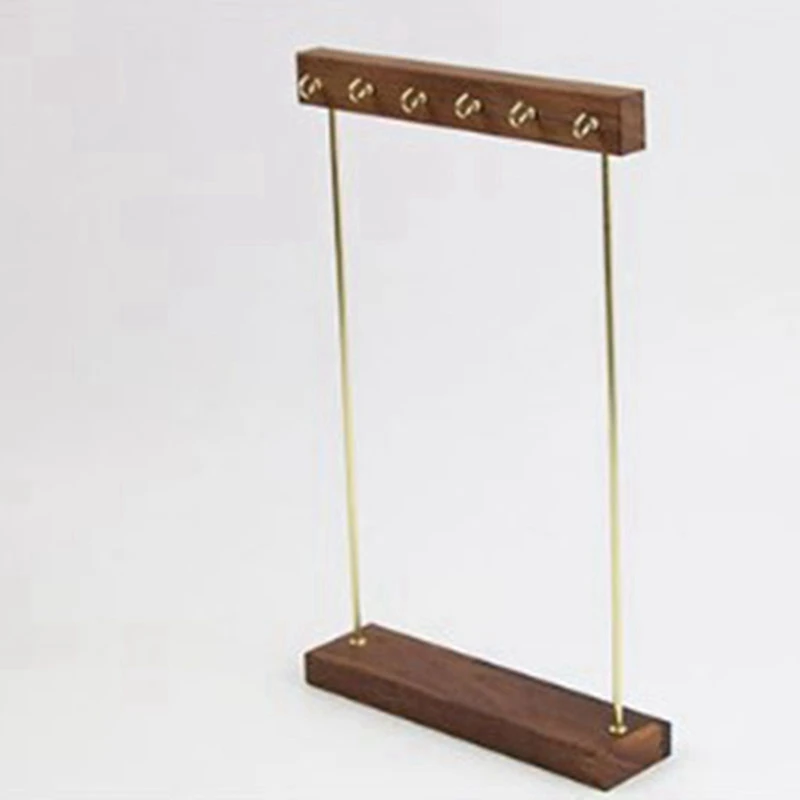 

2x Wooden Jewelry Holder Rack with Hooks Shelf Hanging Earrings Necklaces Bracelets Storage Accessories Light & Dark