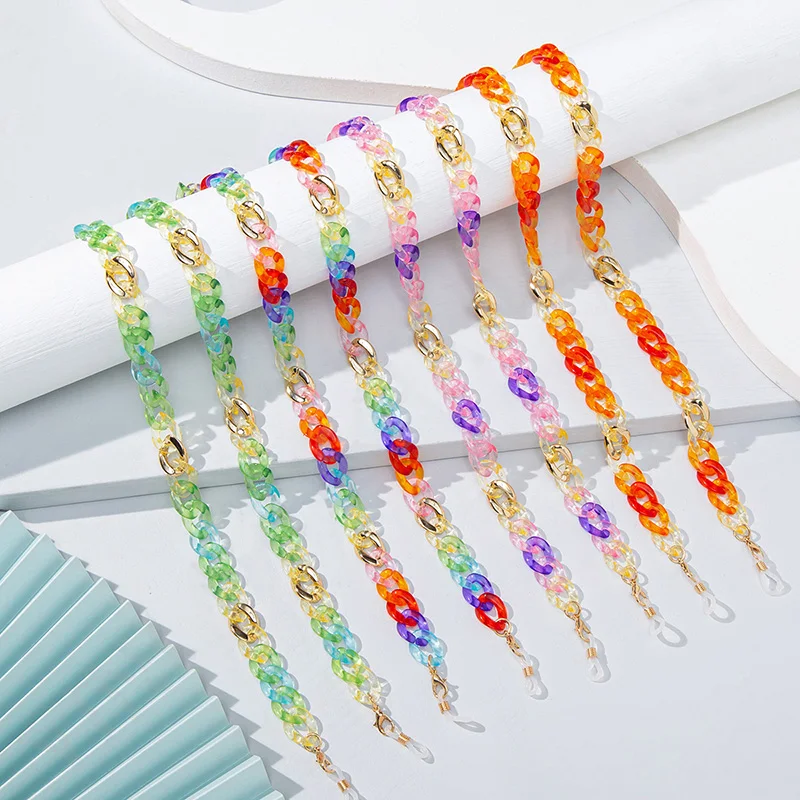 

Красочные богемные очки, цепочка на шею, женские модные акриловые солнцезащитные очки, маска, шнурок, шикарный шнурок для чтения, цепочка в с...