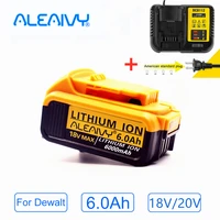 aleaivy original 20v 6000mah for dewalt power tools rechargeable li ion battery for dewalt 18v replacement dcb205 dcb201 dcb203