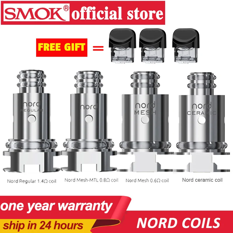 5 шт. SMOK Nord сменная катушка при регулярном 1.4ohm катушки и 0.6ohm сетки катушки для электронных сигарет SMOK Nord KIt электронная сигарета