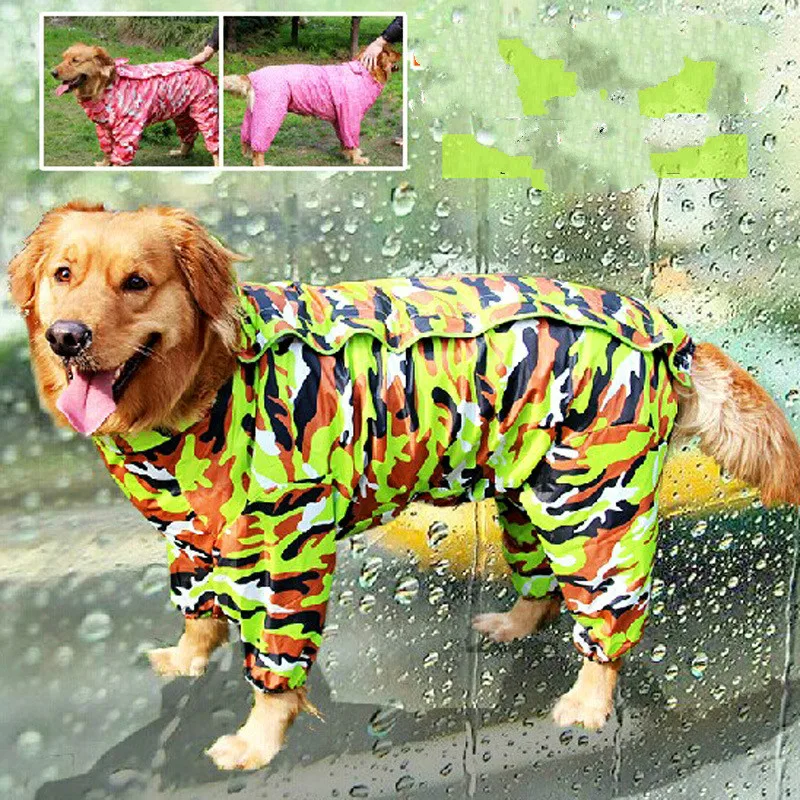 Большой Камуфляжный плащ для собак комбинезон питомцев дождевик одежда