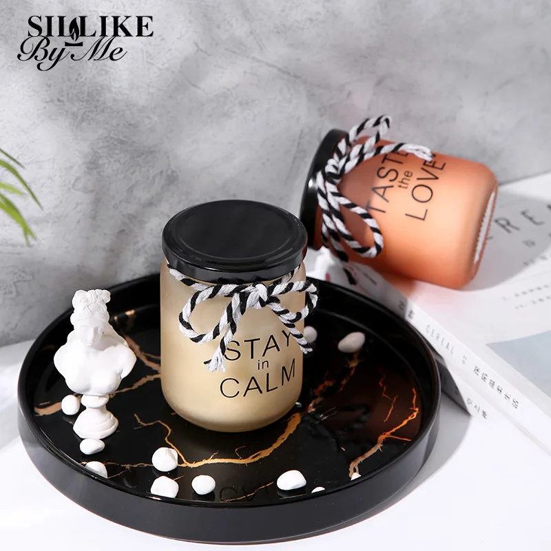 

Sillike Black Cover Tether Frosted Silk Screen Aromatherapy Candle Glass Smoke-Free Handmade Plant Fragrance Candle