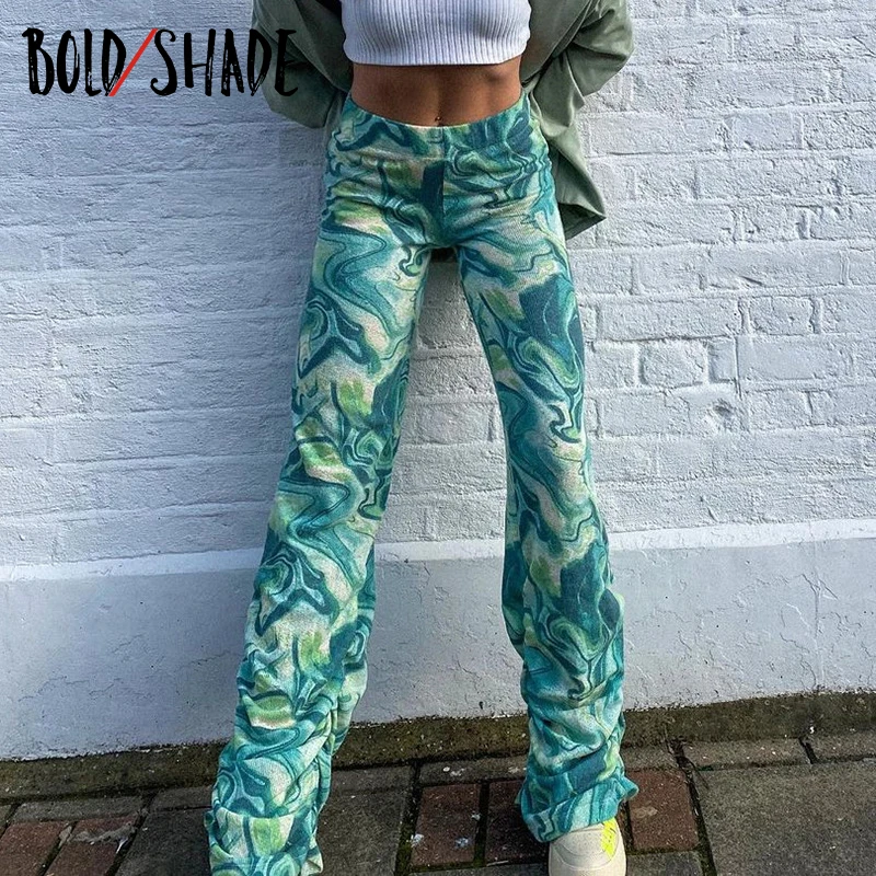 

Bold Shade Streetwear 90s Stacked Pants Grunge Fashion Hip Pop Print Elastic Waist Indie Trousers Spring Summer New y2k Pants