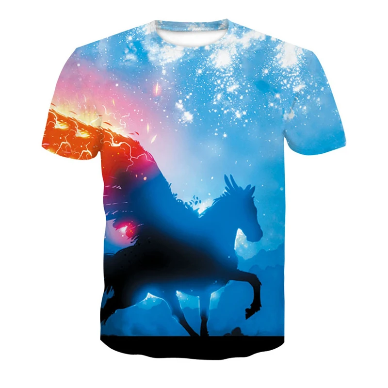 

3D Printing Animal World Red Deer Men's Summer New T-Shirt Casual Loose Short Sleeve O-Neck Breathable sports