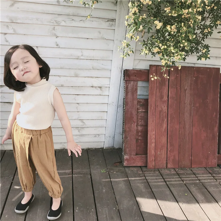 Летняя Новинка 2019 корейский разноцветный хлопковый жилет без рукавов с