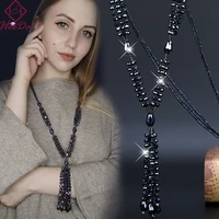2020 summer new boho shiny crystal beads long necklace women kpop simple tassel sweater chain fashion joker lady neck decoration