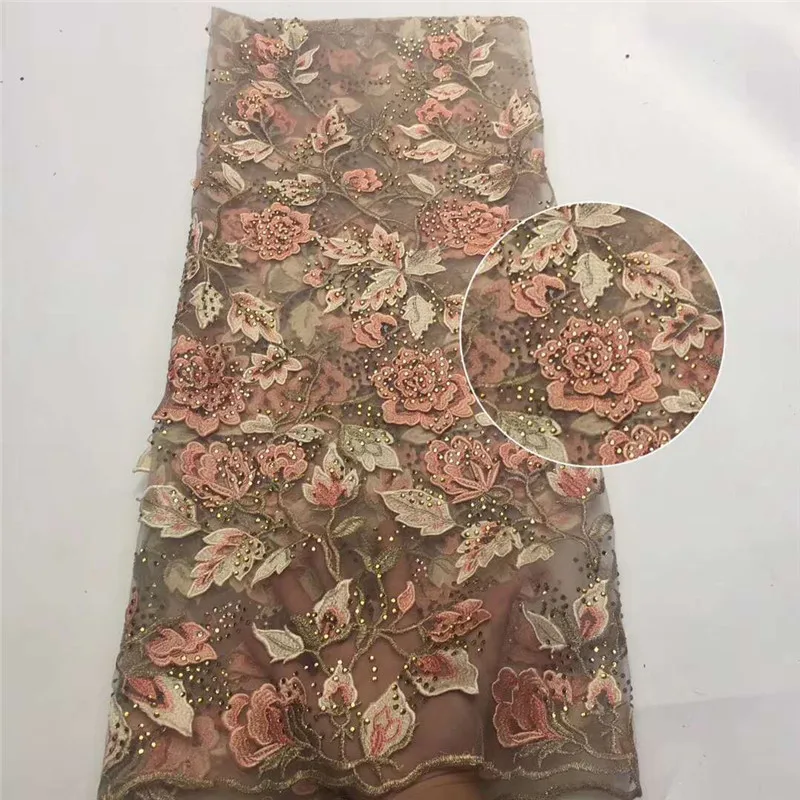 Два цвета 3D цветок Нигерия новейший дизайн кружевная ткань 5 ярдов/шт высокое