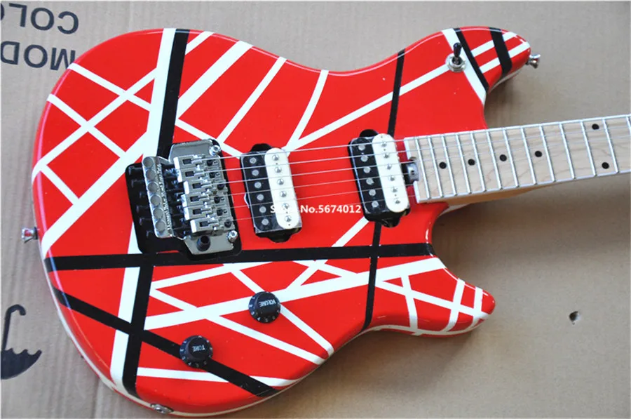 

Heritage classic black and white color strip double swing electric guitar classic pickup silver accessories free of shipping