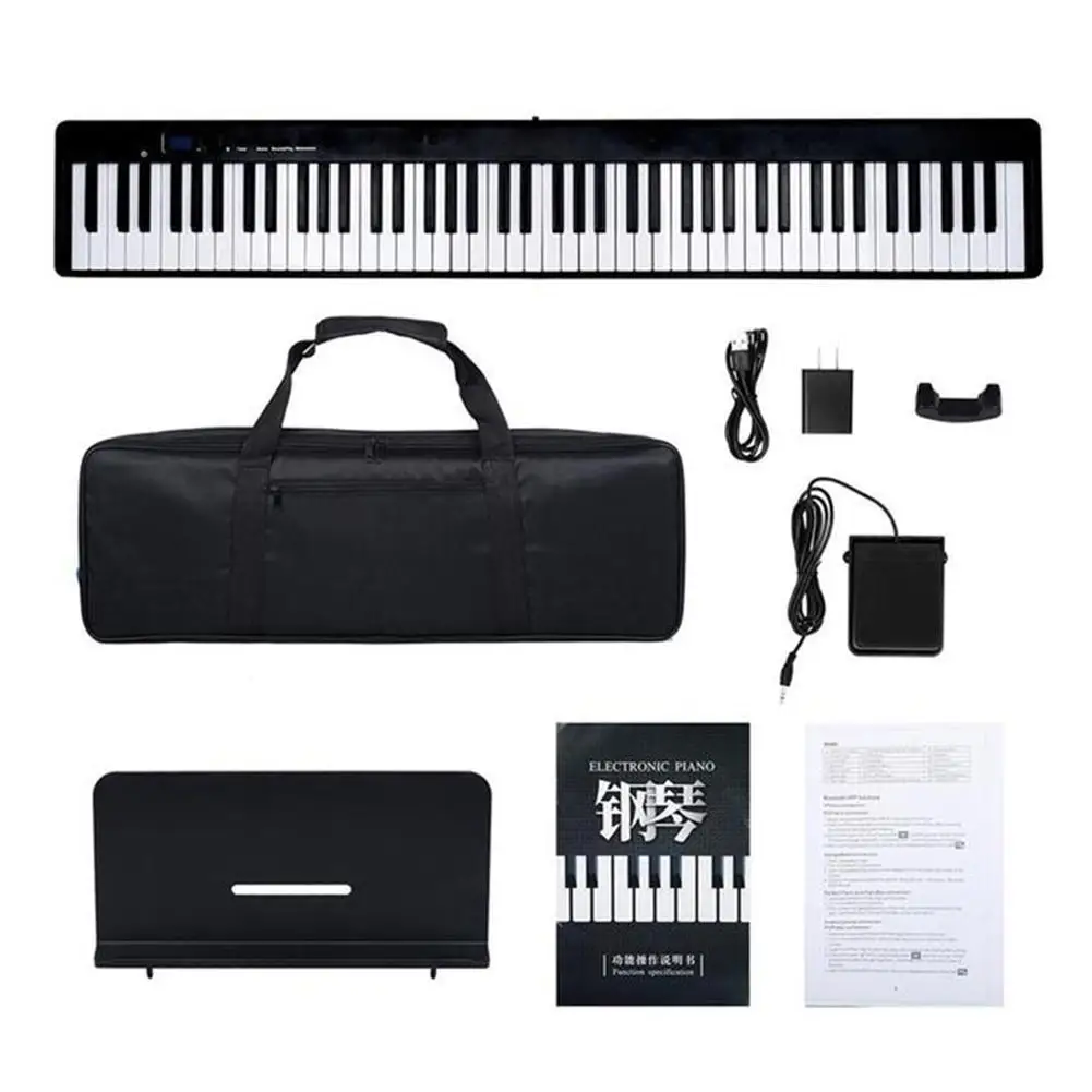 Portable Electronic Organ 88-key Folding Electric Piano Keyboard Musical Instruments Rechargeable Battery With Sustain Pedal