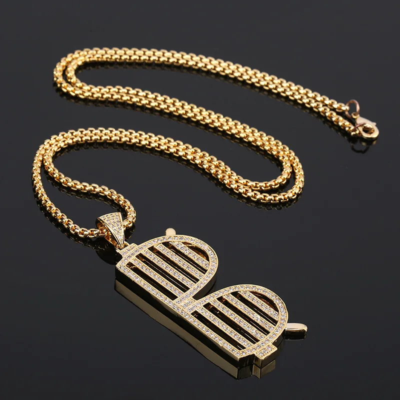 Трендовое ожерелье в стиле хип хоп золотого цвета с классической подвеской для