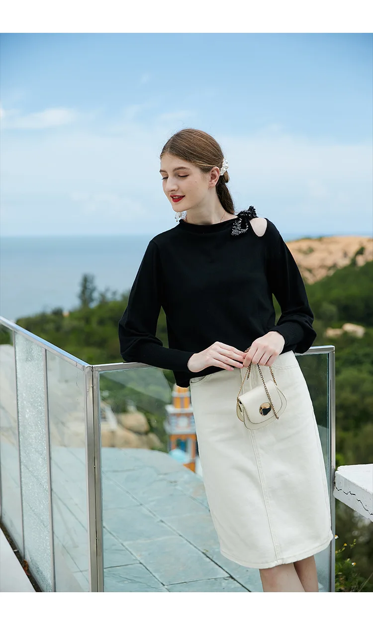 

Woollen Sweater 2020 Autumn Winter Women's wear new loose pullover South Korean version of black inner knit sweater women