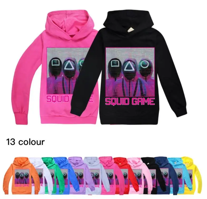 

Girls 2021 New Autumn Spring Sweatshirts 2-16Year Korean TV Squid Game Tops Hoodie Printd Boys Pullover Shirt Kids Clothes