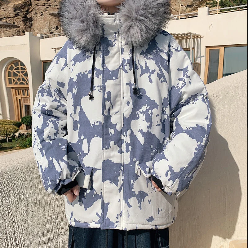 DIMI Male Streetwear Parkas Korean Style Vintage Man Jackets Large Fur Collar Warm Hooded Men's Parkas Winter Harajuku