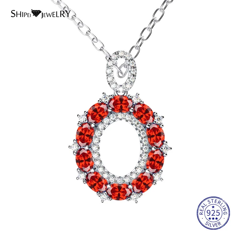 WhiteGold-Red Shipei стерлингового серебра 925 пробы ювелирные изделия Желтое золото розовая, золотая, овальная Сапфировая подвеска ожерелье для женщин Подарок на годовщину - Цвет камня: WhiteGold-Red