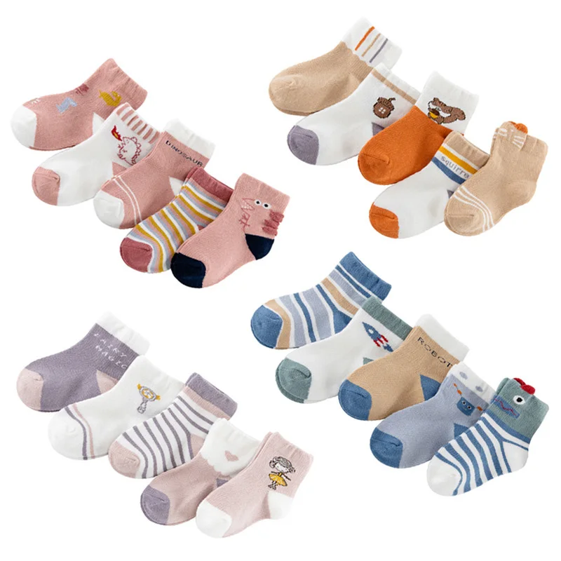 Soft Cotton Boys Girls Socks Baby Socks5 pcs Cute Cartoon Pattern Kids For Boy Girl 7 Kinds Style Suitable 1-12Y | Детская одежда и
