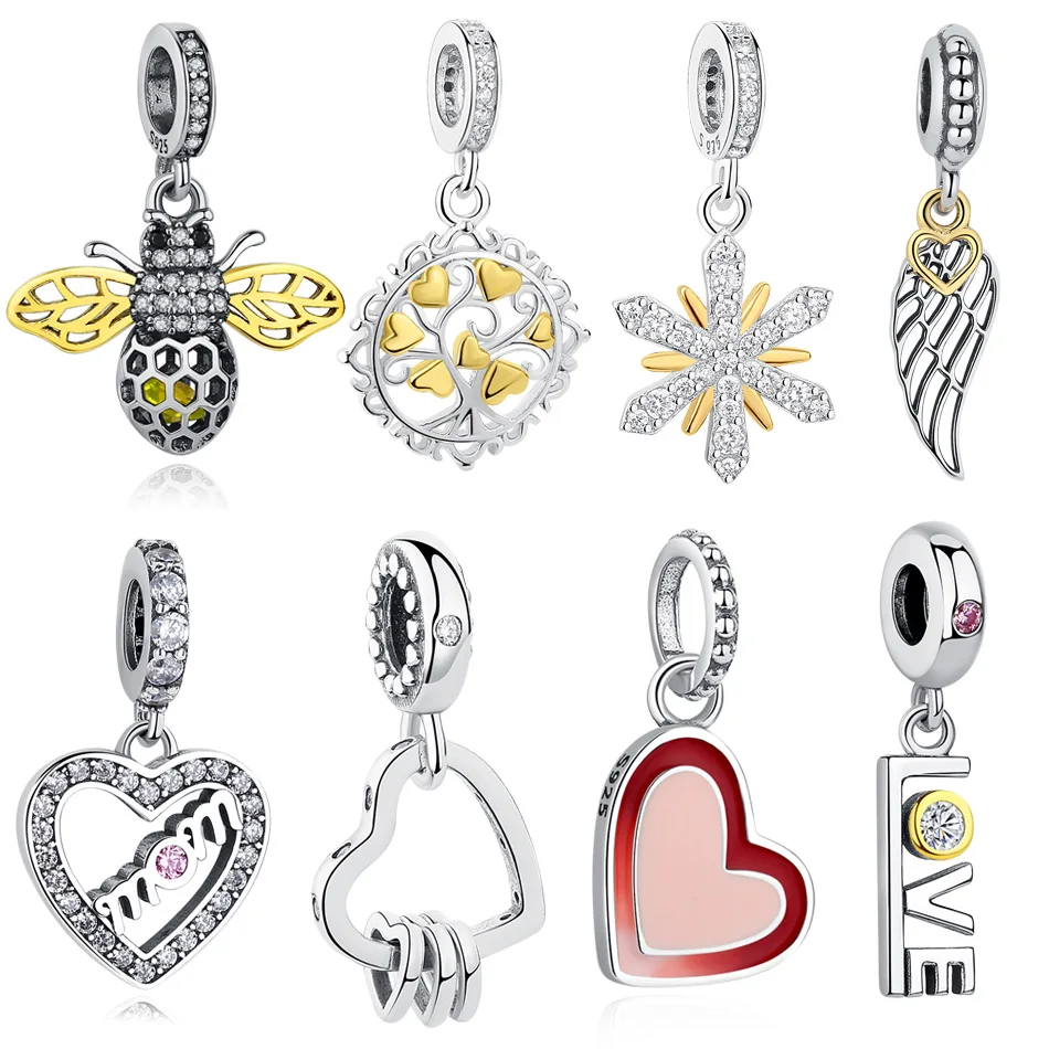 Оригинальный 925 стерлингового серебра очарование бисера Снежинка Дерево Любви