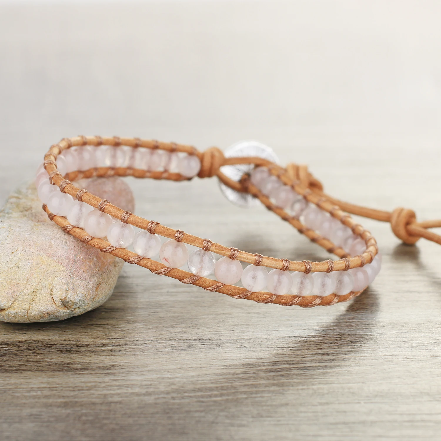 

KELITCH Bracelet Clear Natural Stone Crystal Leather Charm Bracelets For Men Women Friends Armband Dames Handmade Wholesale