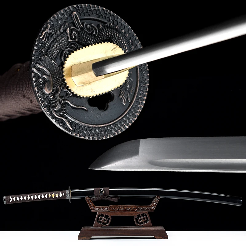 

Ручная работа, мечи дракона, японские настоящие катаны, 1045 углеродистая сталь, острые лезвия, коричневый цвет, веревка, деревянная Сая